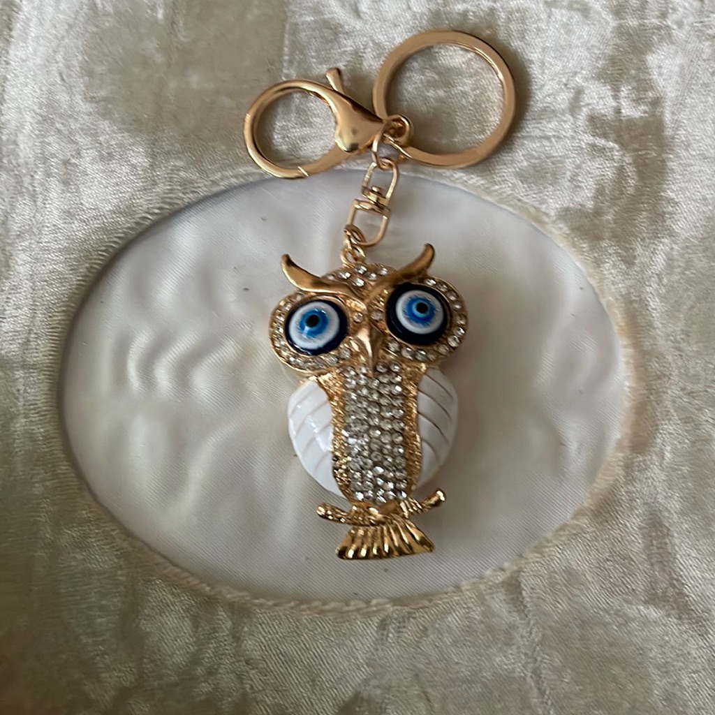 Bling Owl With Evil Eyes Keychain/Bag Charm